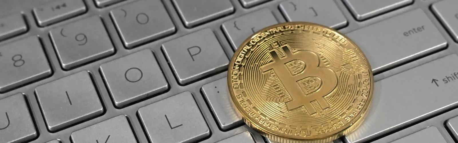 Bitcoin on Laptop Keyboard